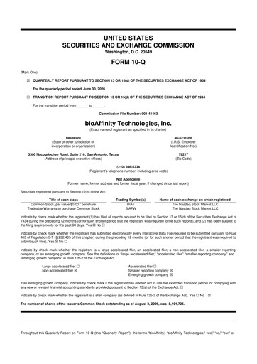 Miniature bioAffinity Technologies 10-Q Rapport trimestriel 2026 