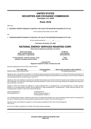 Miniature National Energy Services Reunited
 10-Q Rapport trimestriel 2026 