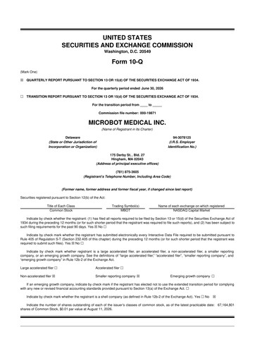 Thumbnail Microbot Medical
 10-Q Quarterly Report FY2026 