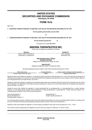 Thumbnail Abeona Therapeutics
 10-Q Quarterly Report FY2026 