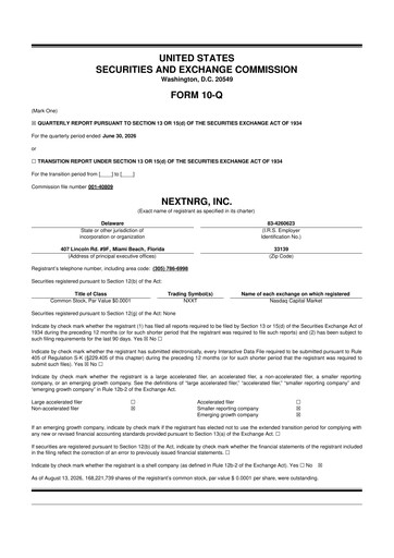 Miniature NextNRG 10-Q Rapport trimestriel 2026 