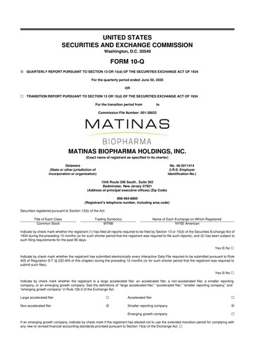 Vorschaubild Matinas BioPharma 10-Q Quartalsbericht 2026 