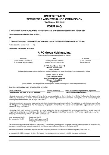 Vorschaubild AIRO Group Holdings 10-Q Quartalsbericht 2026 