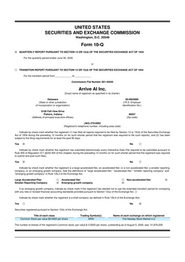 Miniature Arrive AI 10-Q Rapport trimestriel 2026 