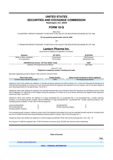 Vorschaubild Lantern Pharma 10-Q Quartalsbericht 2026 