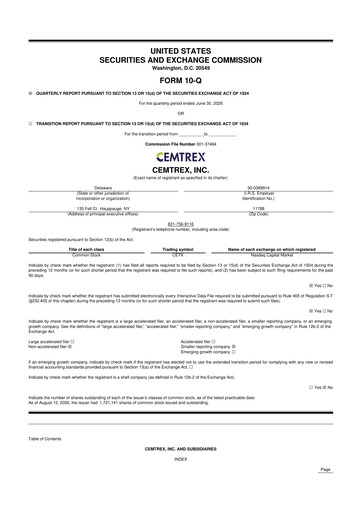 Vorschaubild Cemtrex 10-Q Quartalsbericht 2026 