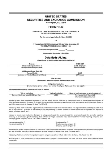 Miniature Wellgistics Health 10-Q Rapport trimestriel 2026 