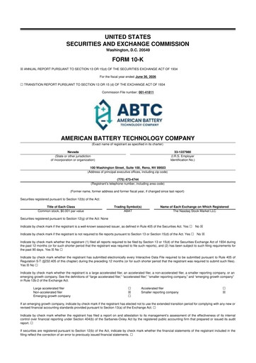 Thumbnail American Battery Technology Company 10-K Annual Report 2026