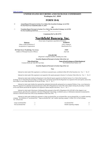 Thumbnail Northfield Bancorp 10-K Annual Report 2013