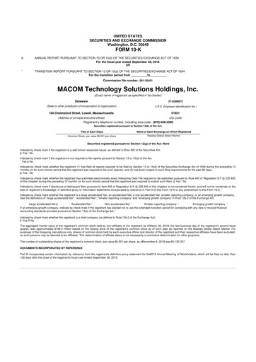 Thumbnail MACOM Technology Solutions 10-K Annual Report 2018