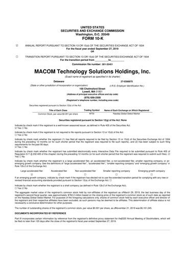 Thumbnail MACOM Technology Solutions 10-K Annual Report 2019