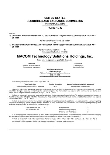 Thumbnail MACOM Technology Solutions 10-Q Quarterly Report FY2020 