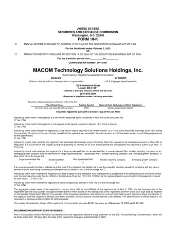 Thumbnail MACOM Technology Solutions 10-K Annual Report 2020