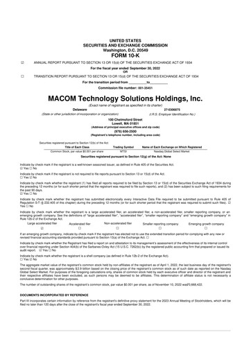 Thumbnail MACOM Technology Solutions 10-K Annual Report 2022