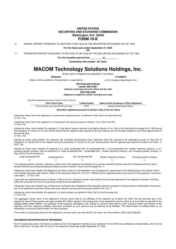 Thumbnail MACOM Technology Solutions 10-K Annual Report 2024