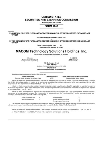 Thumbnail MACOM Technology Solutions 10-Q Quarterly Report FY 