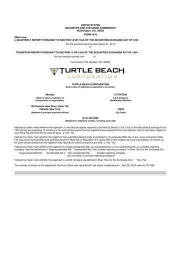 Thumbnail Turtle Beach Corp
 10-Q Quarterly Report FY2015 
