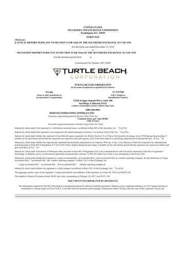 Thumbnail Turtle Beach Corp
 10-K Annual Report 2016