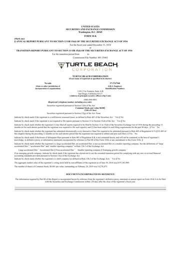 Thumbnail Turtle Beach Corp
 10-K Annual Report 2018