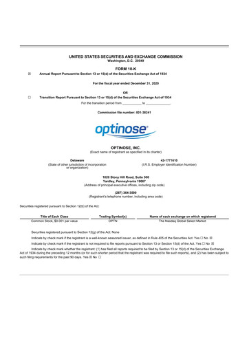 Thumbnail OptiNose 10-K Annual Report 2020