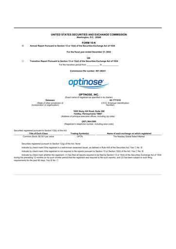 Thumbnail OptiNose 10-K Annual Report 2022