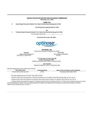 Thumbnail OptiNose 10-K Annual Report 2024