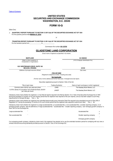 Thumbnail Gladstone Land 10-Q Quarterly Report FY2019 