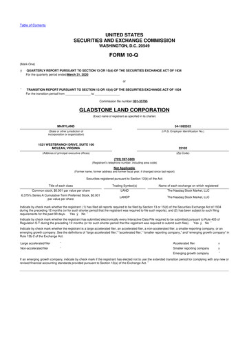 Thumbnail Gladstone Land 10-Q Quarterly Report FY2020 