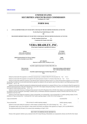 Thumbnail Vera Bradley
 10-K Annual Report 2014