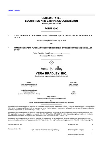 Thumbnail Vera Bradley
 10-Q Quarterly Report FY2018 