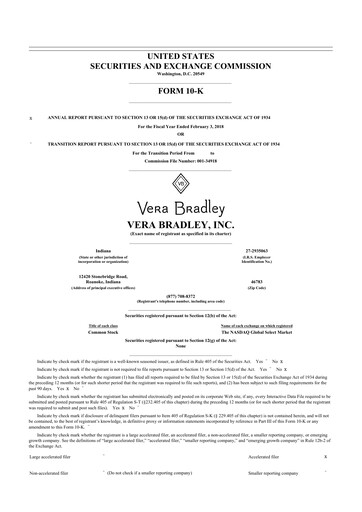 Thumbnail Vera Bradley
 10-K Annual Report 2018