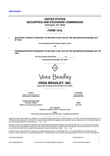 Thumbnail Vera Bradley
 10-Q Quarterly Report FY2019 
