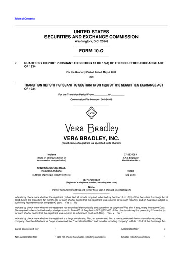 Thumbnail Vera Bradley
 10-Q Quarterly Report FY2020 