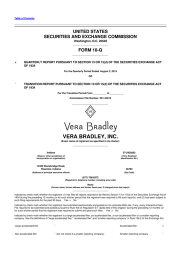 Thumbnail Vera Bradley
 10-Q Quarterly Report FY2020 