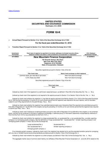Miniature New Mountain Finance Corporation 10-K Rapport annuel 