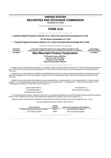 Miniature New Mountain Finance Corporation 10-Q Rapport trimestriel  