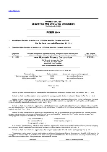 Miniature New Mountain Finance Corporation 10-K Rapport annuel 