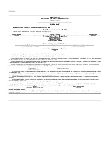 Miniature New Mountain Finance Corporation 10-K Rapport annuel 