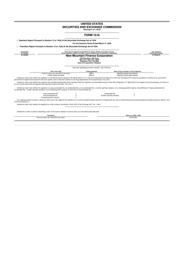 Miniature New Mountain Finance Corporation 10-Q Rapport trimestriel 2026 