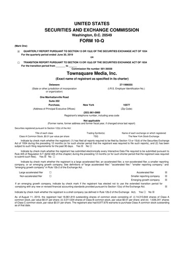 Thumbnail Townsquare Media 10-Q Quarterly Report FY2019 
