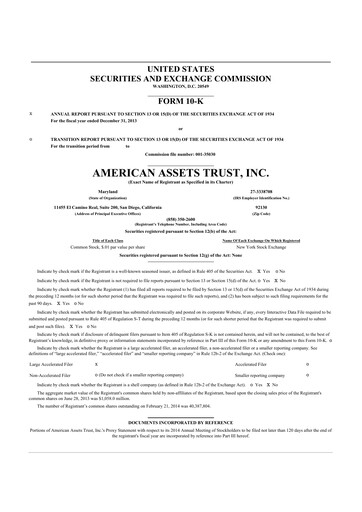 Thumbnail American Assets Trust
 10-K Annual Report 2013