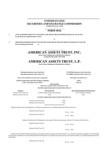 Thumbnail American Assets Trust
 10-K Annual Report 