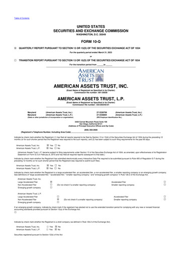 Thumbnail American Assets Trust
 10-Q Quarterly Report FY2023 