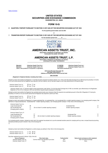 Thumbnail American Assets Trust
 10-Q Quarterly Report FY2023 