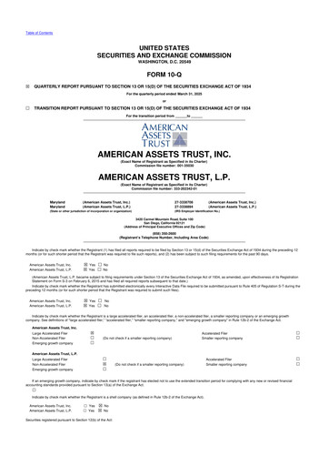 Thumbnail American Assets Trust
 10-Q Quarterly Report FY2025 