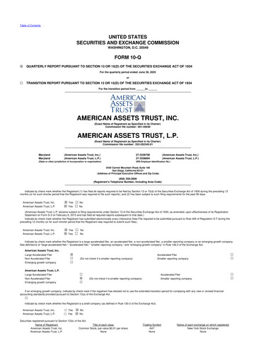 Thumbnail American Assets Trust
 10-Q Quarterly Report FY2025 