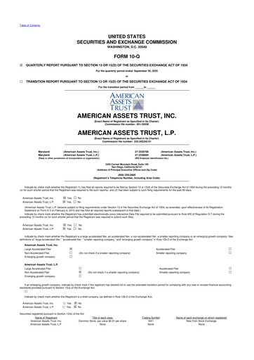 Thumbnail American Assets Trust
 10-Q Quarterly Report FY2025 