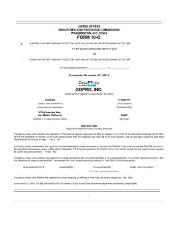 Thumbnail GoPro 10-Q Quarterly Report FY2016 