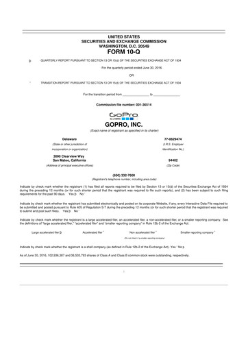 Thumbnail GoPro 10-Q Quarterly Report FY2016 