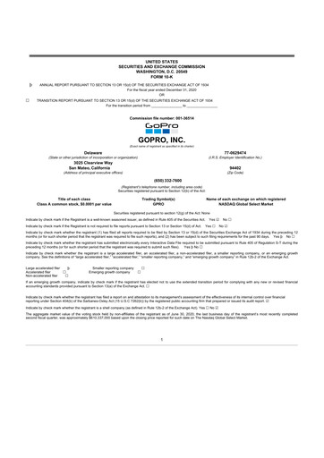 Thumbnail GoPro 10-K Annual Report 2020